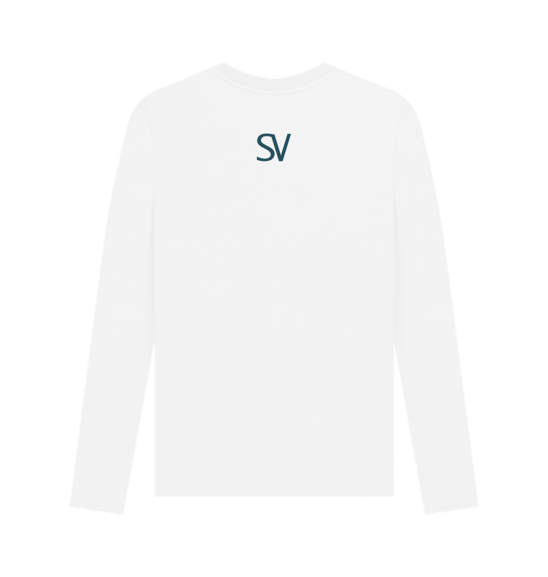 White Printed Long Sleeve T Shirt Back
