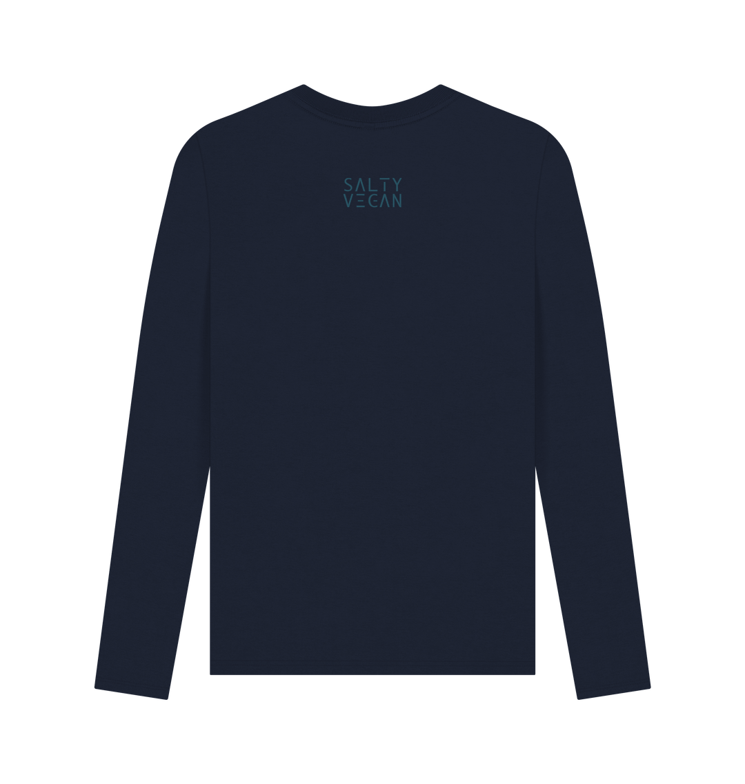 Navy Blue Printed Long Sleeve T Shirt Back