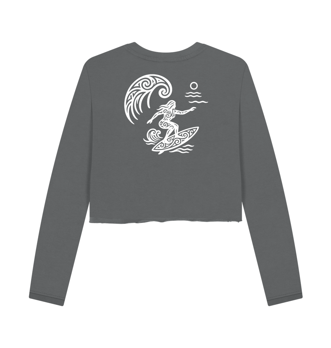 Slate Grey Printed Boxy Jumpers Back