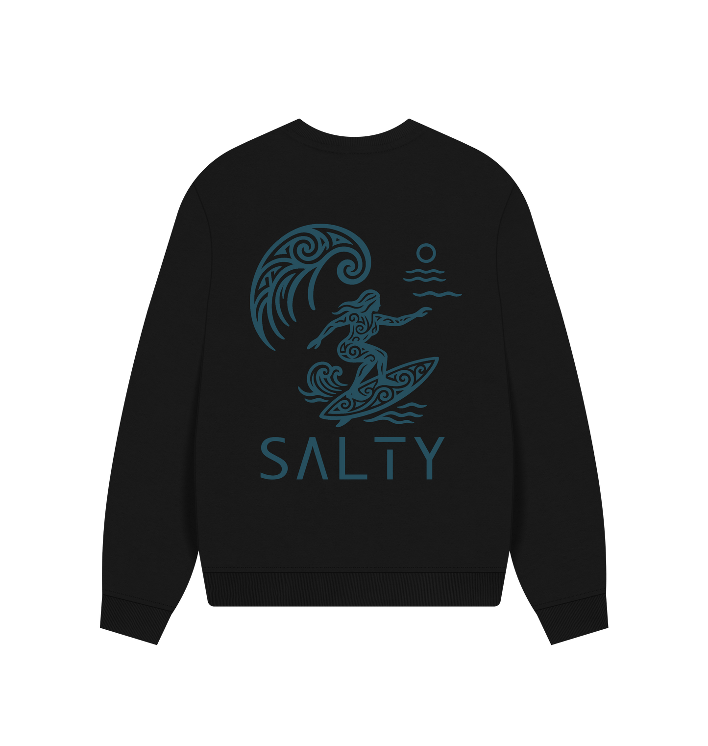 Black Printed Sweater Back