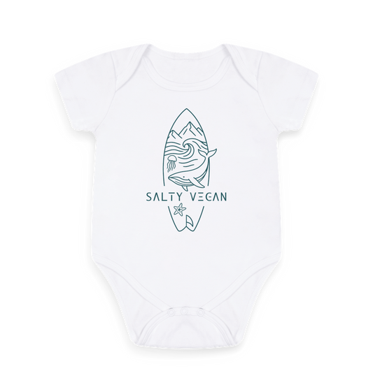 White Printed baby grow Front