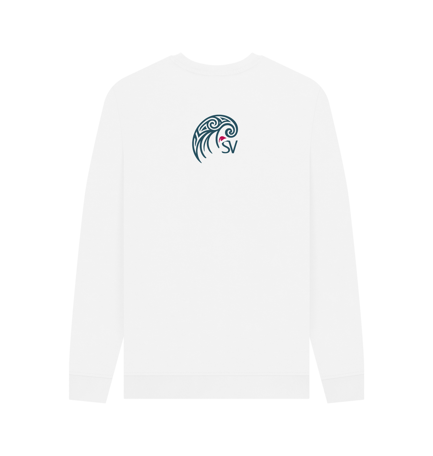 White Printed Sweater Back