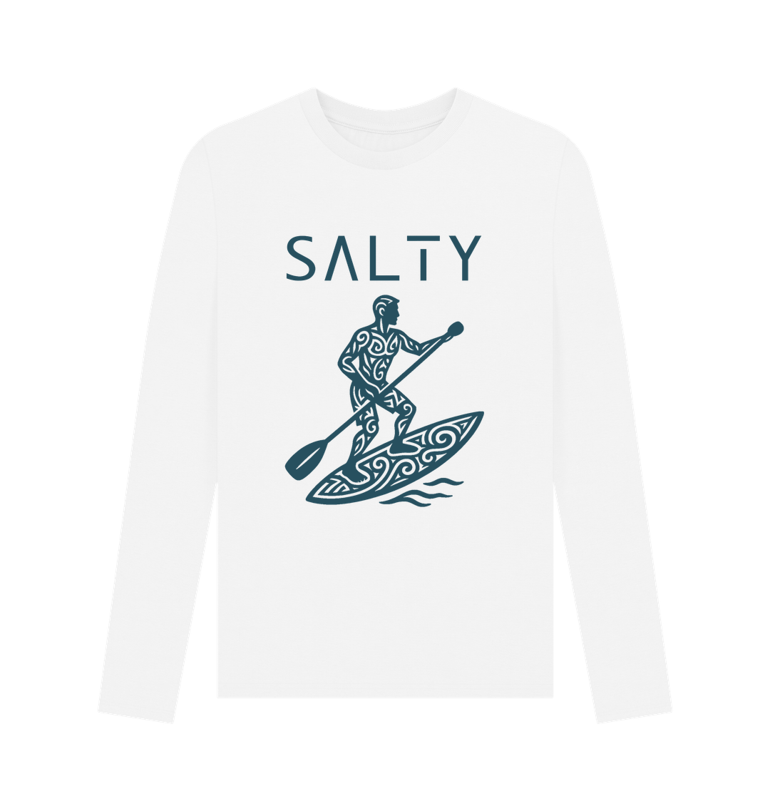White Printed Long Sleeve T Shirt Front