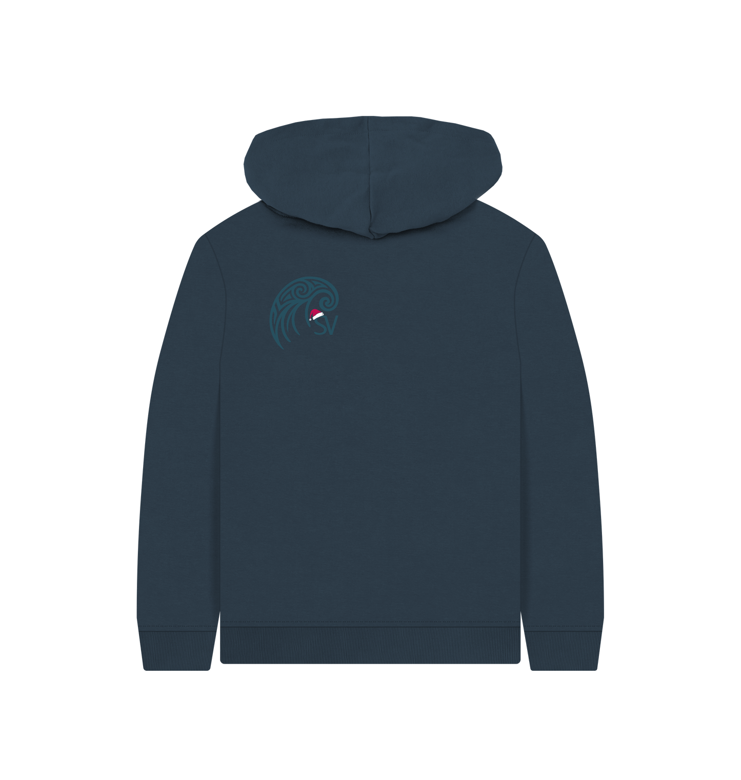 Navy Blue Printed Kids Hoodie Back