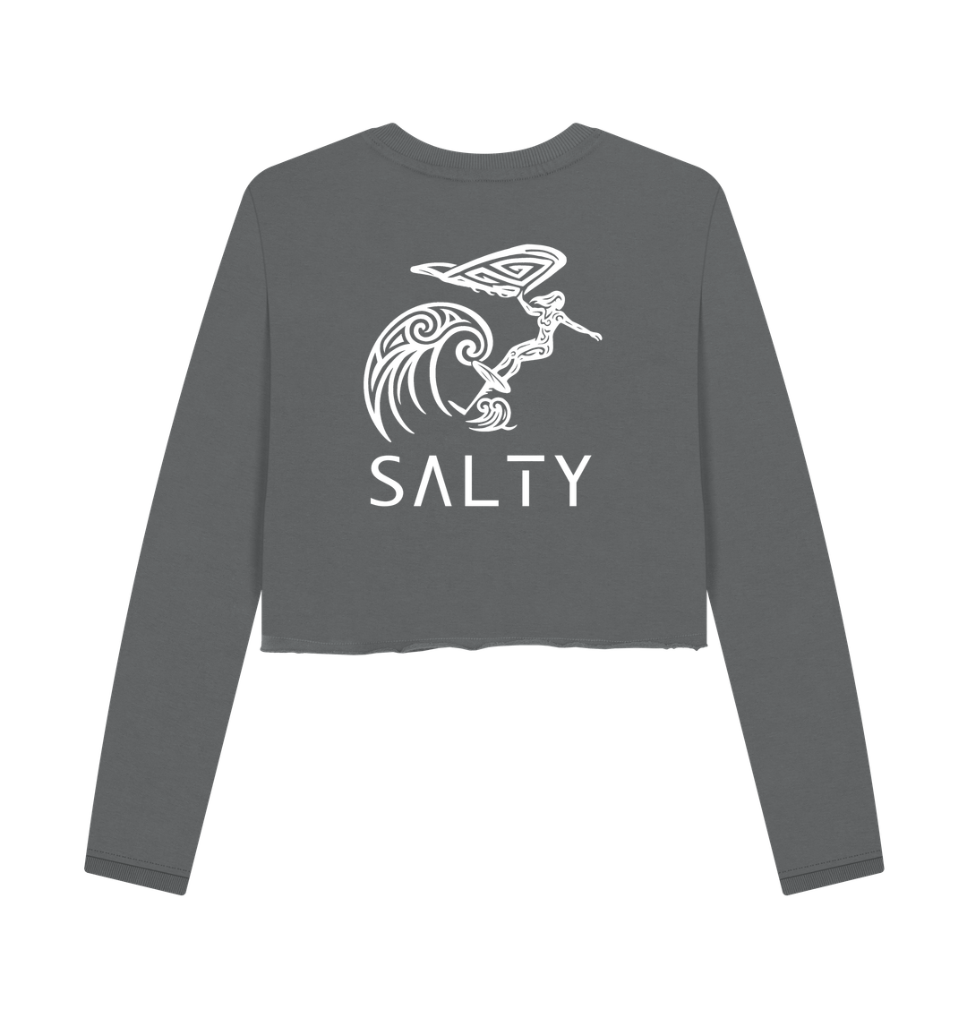 Slate Grey Printed Boxy Jumpers Back