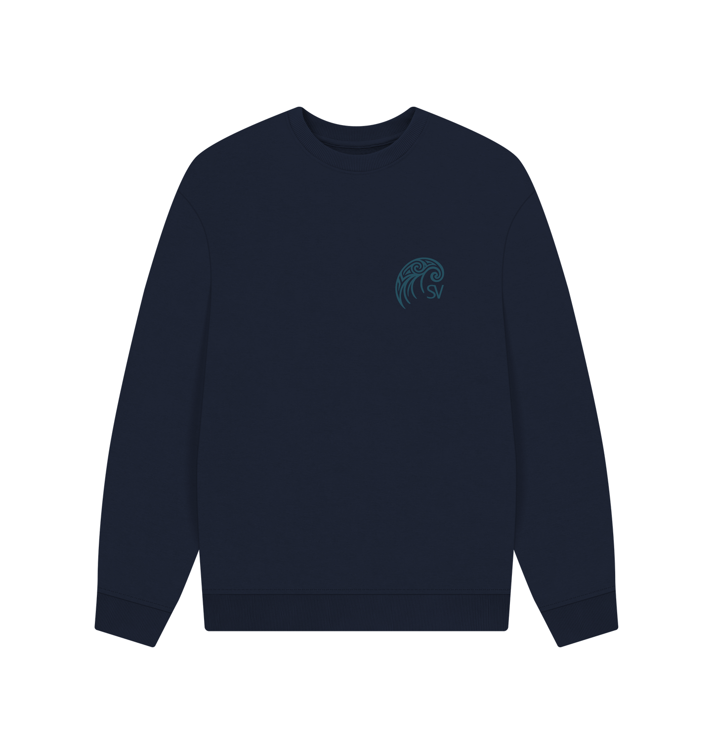 Navy Blue Printed Sweater Front