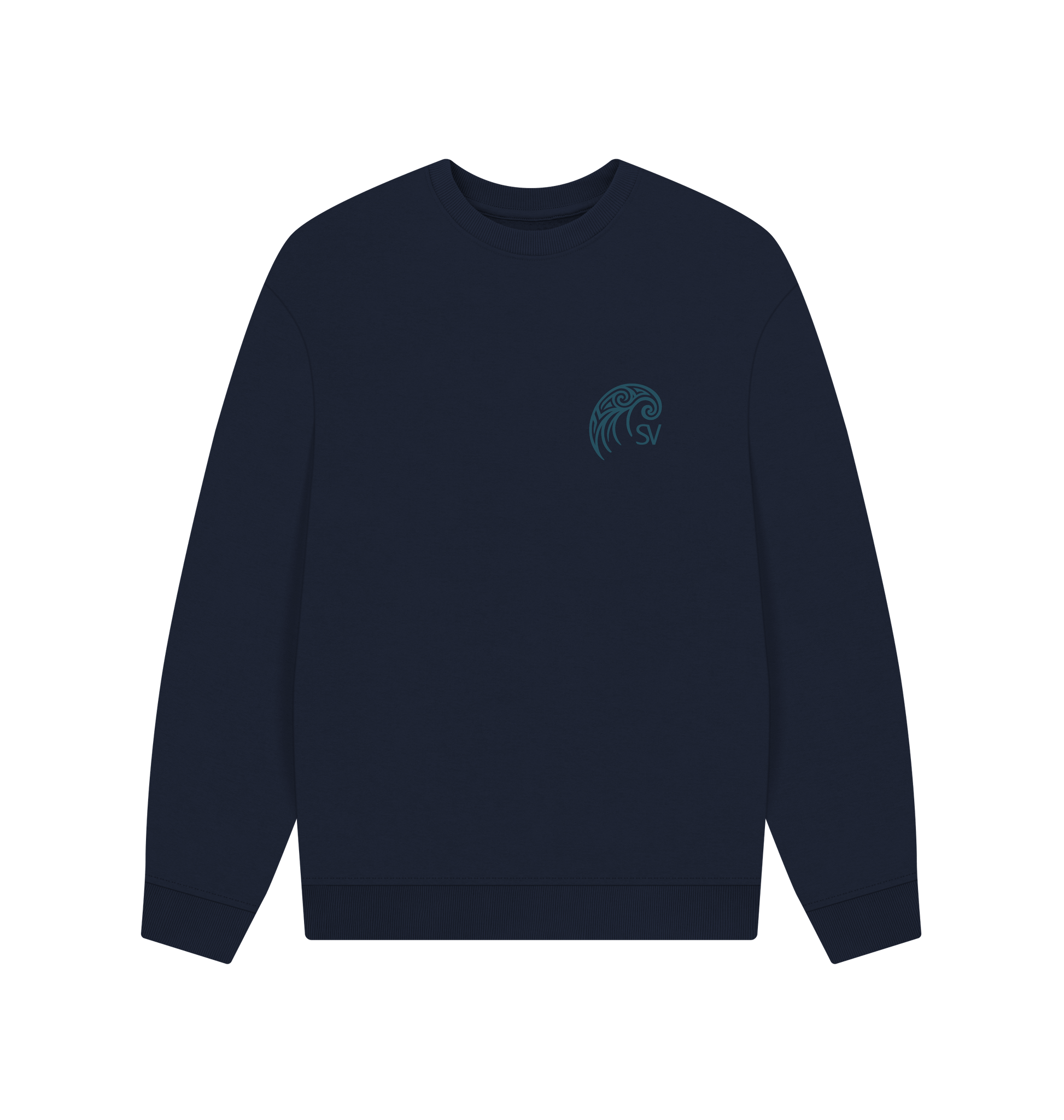 Navy Blue Printed Sweater Front