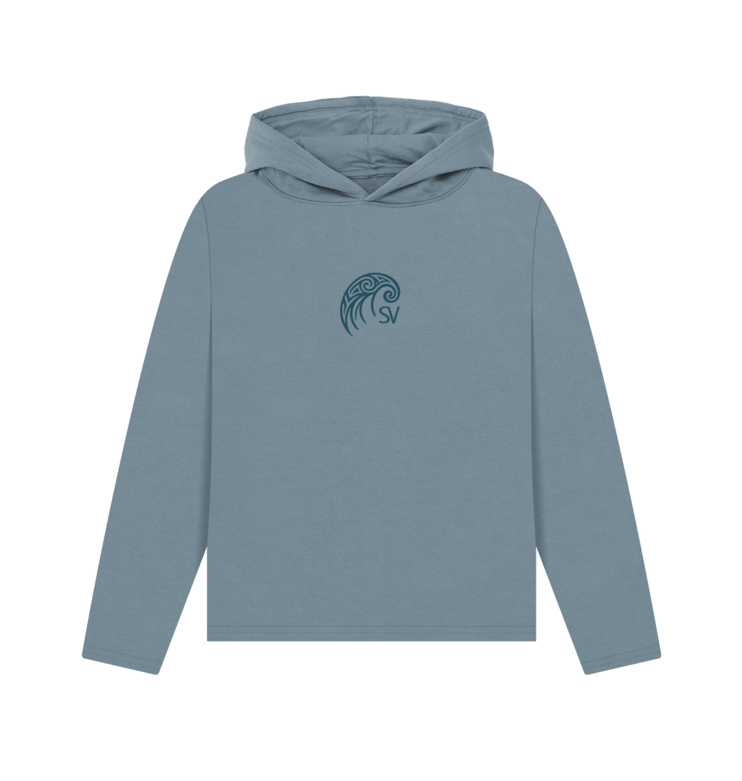 Stone Blue Printed Hoody Front