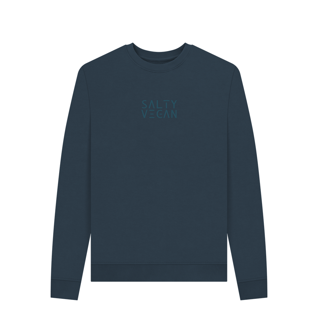 Navy Blue Printed Sweater Front