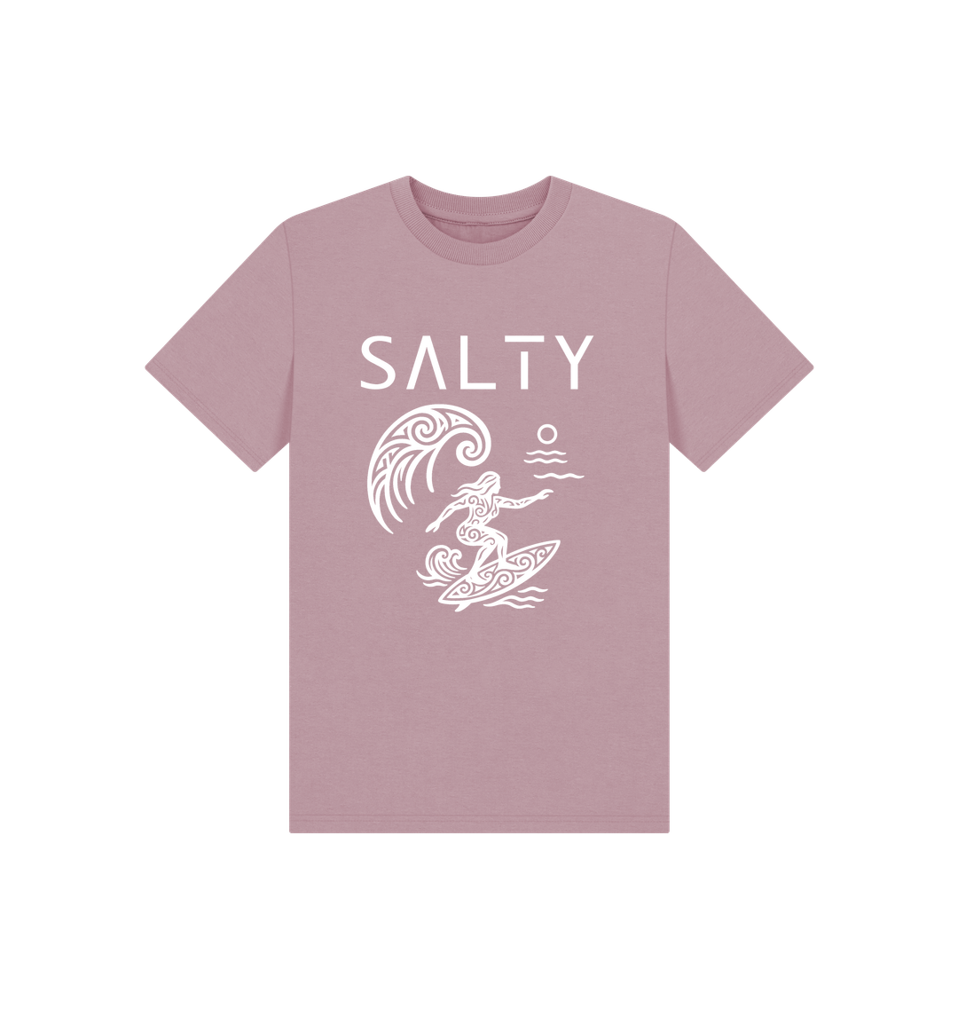 Mauve Printed Kids T-Shirt Front