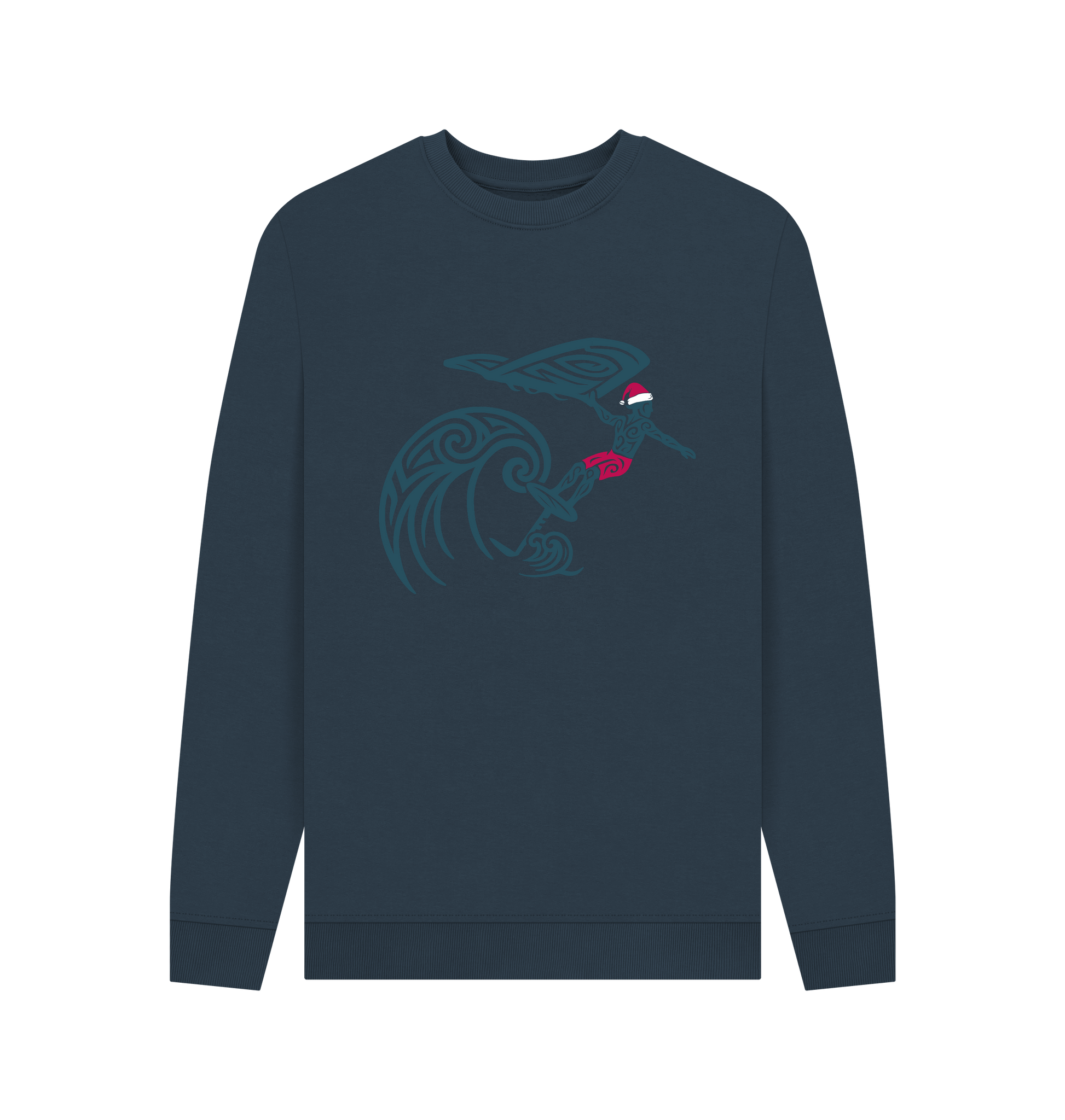 Navy Blue Printed Sweater Front