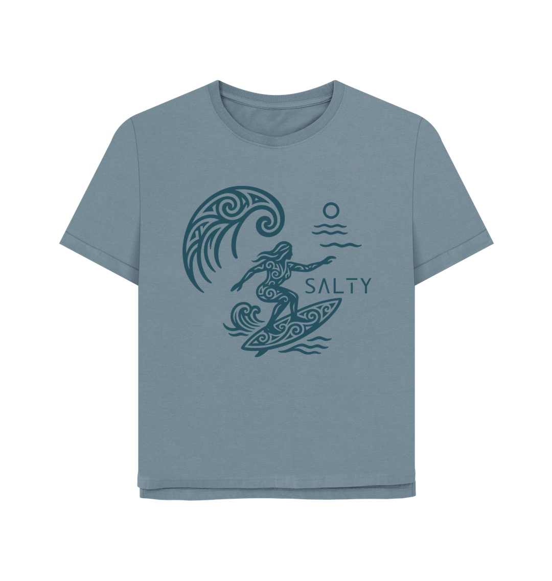 Stone Blue Printed T-shirt Front