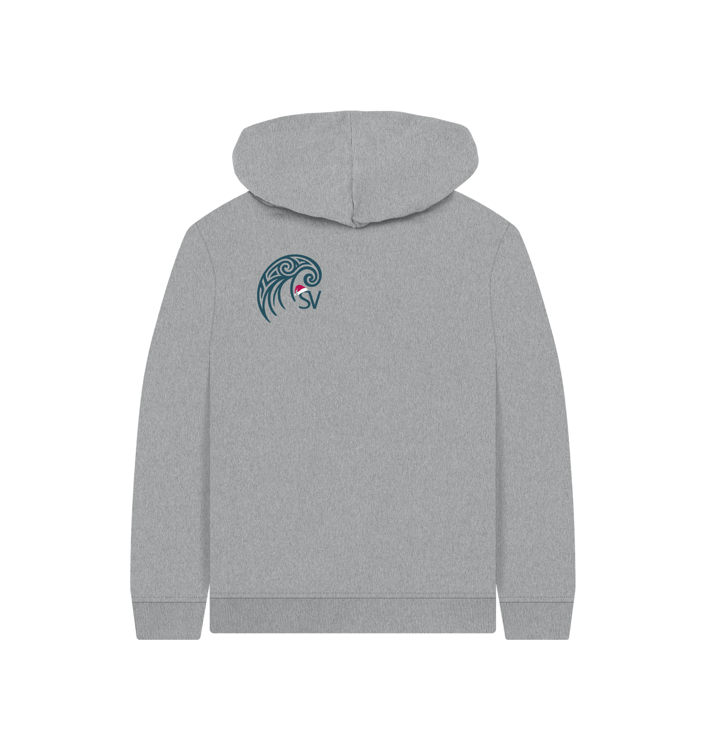 Athletic Grey Printed Kids Hoodie Back
