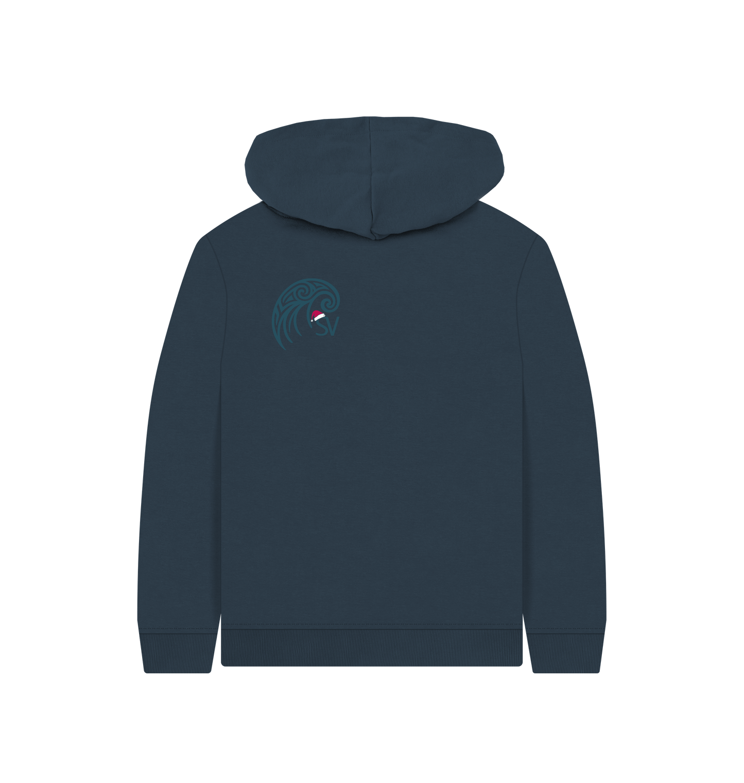 Navy Blue Printed Kids Hoodie Back