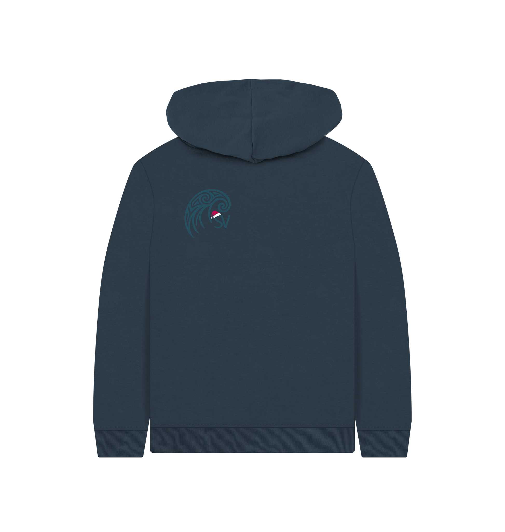 Navy Blue Printed Kids Hoodie Back