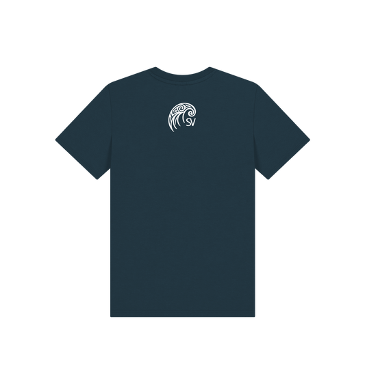 Denim Blue Printed Kids T-Shirt Back