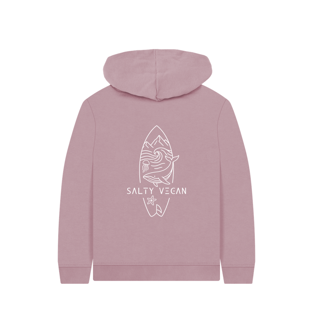 Mauve Printed Kids Hoodie Back