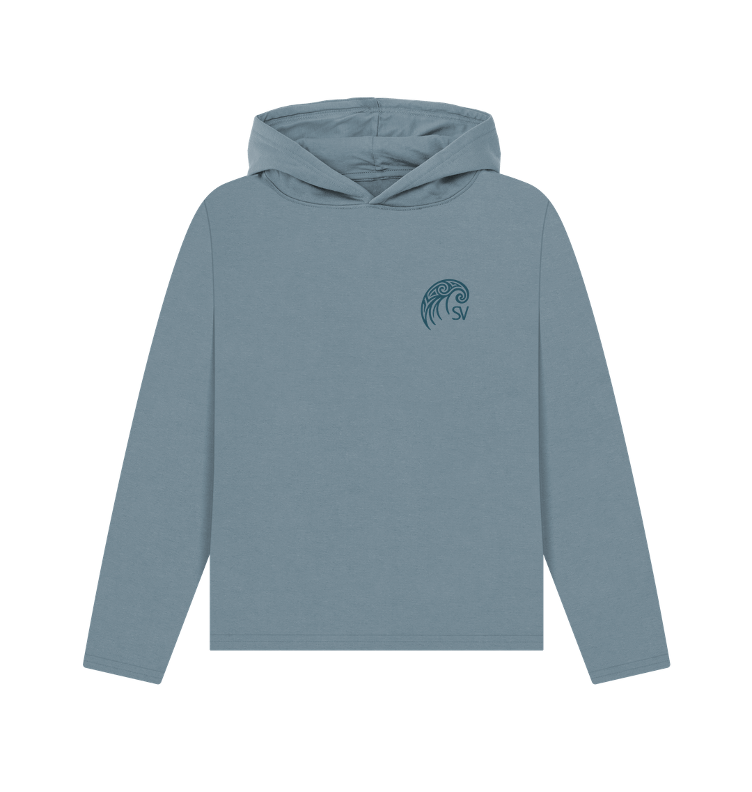 Stone Blue Printed Hoody Front