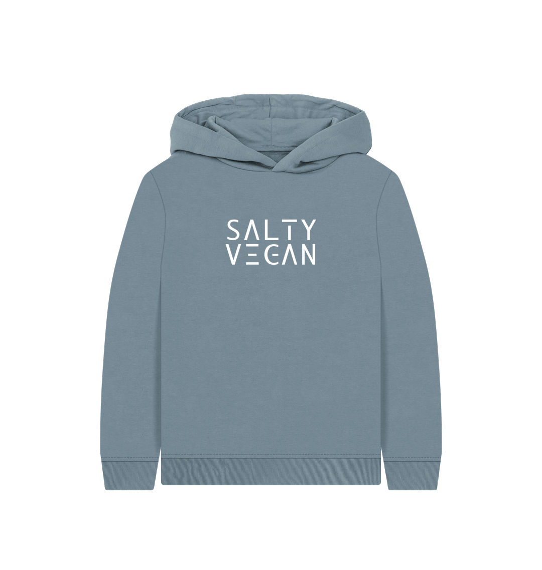 Stone Blue Printed Kids Hoodie Front