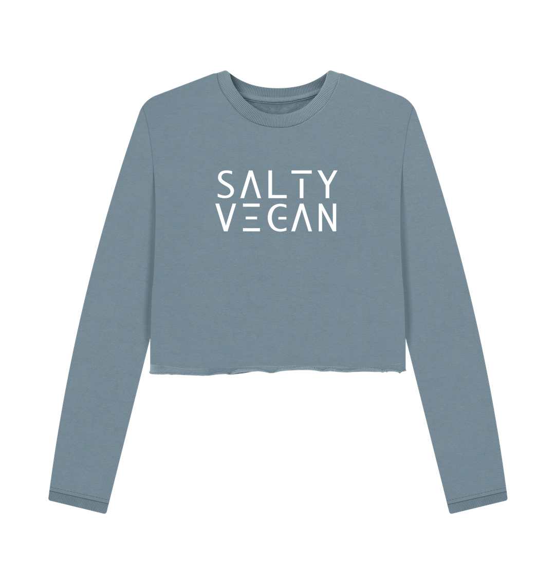 Stone Blue Printed Boxy Jumpers Front