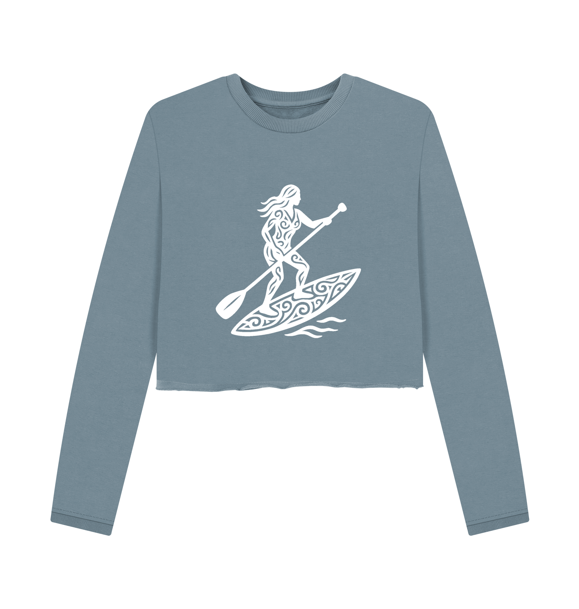 Stone Blue Printed Boxy Jumpers Front