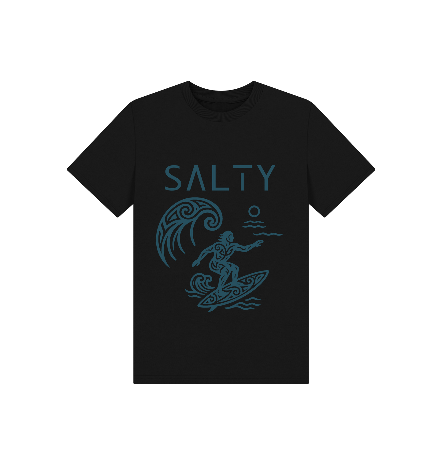 Black Printed Kids T-Shirt Front