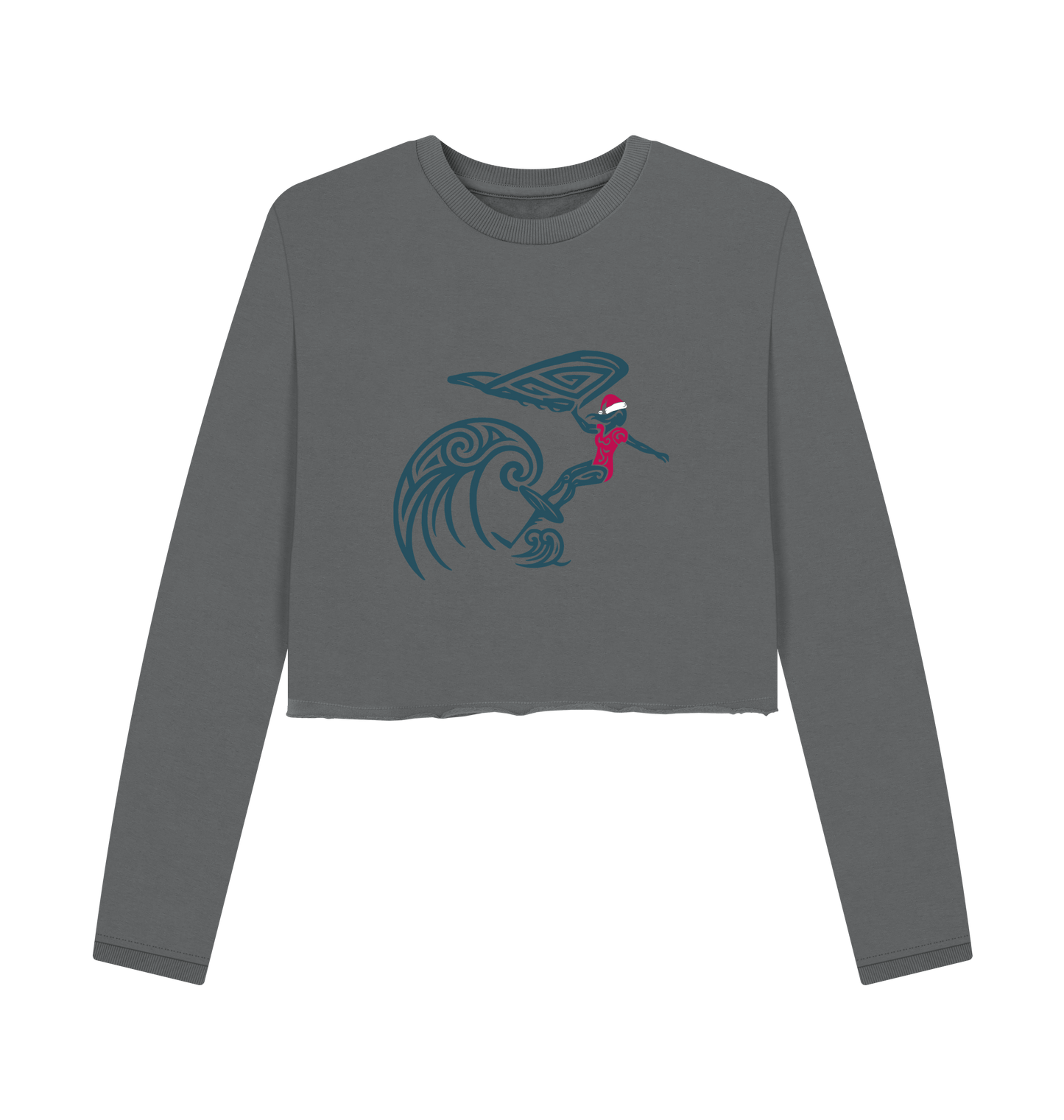 Slate Grey Printed Boxy Jumpers Front