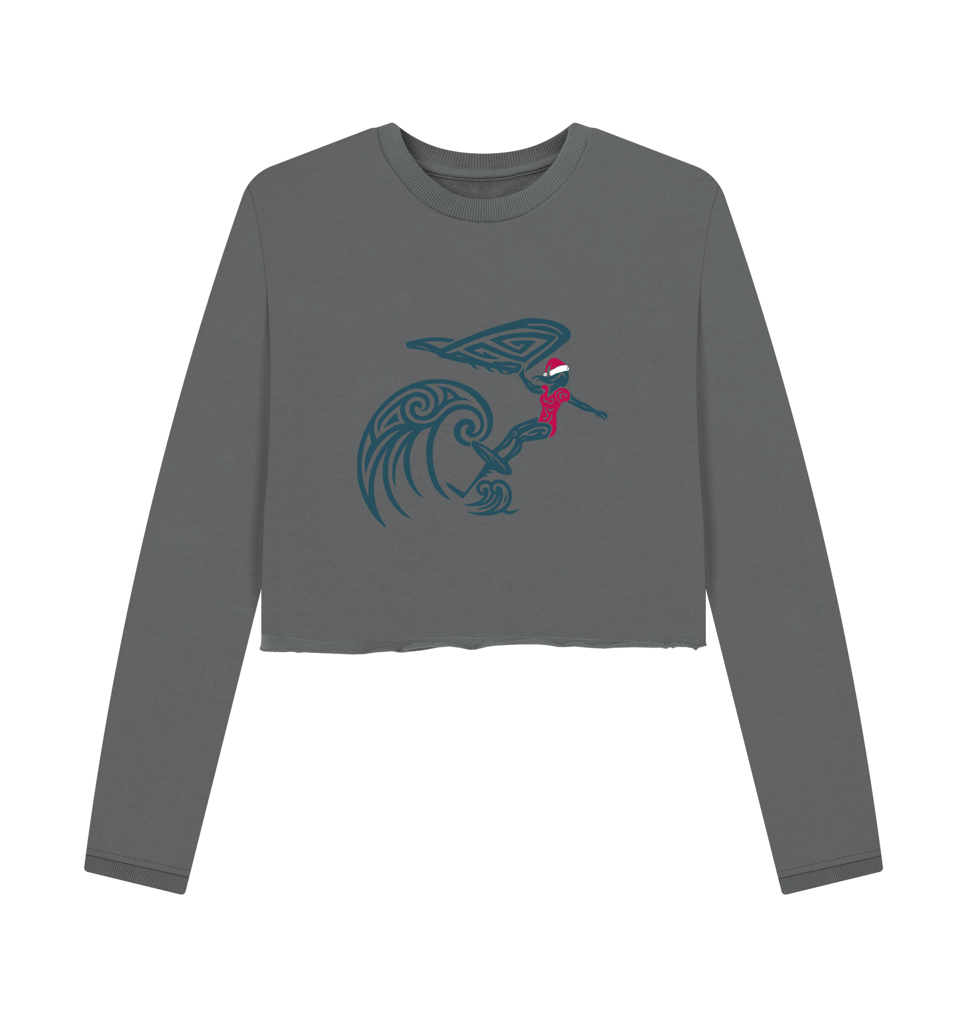 Slate Grey Printed Boxy Jumpers Front