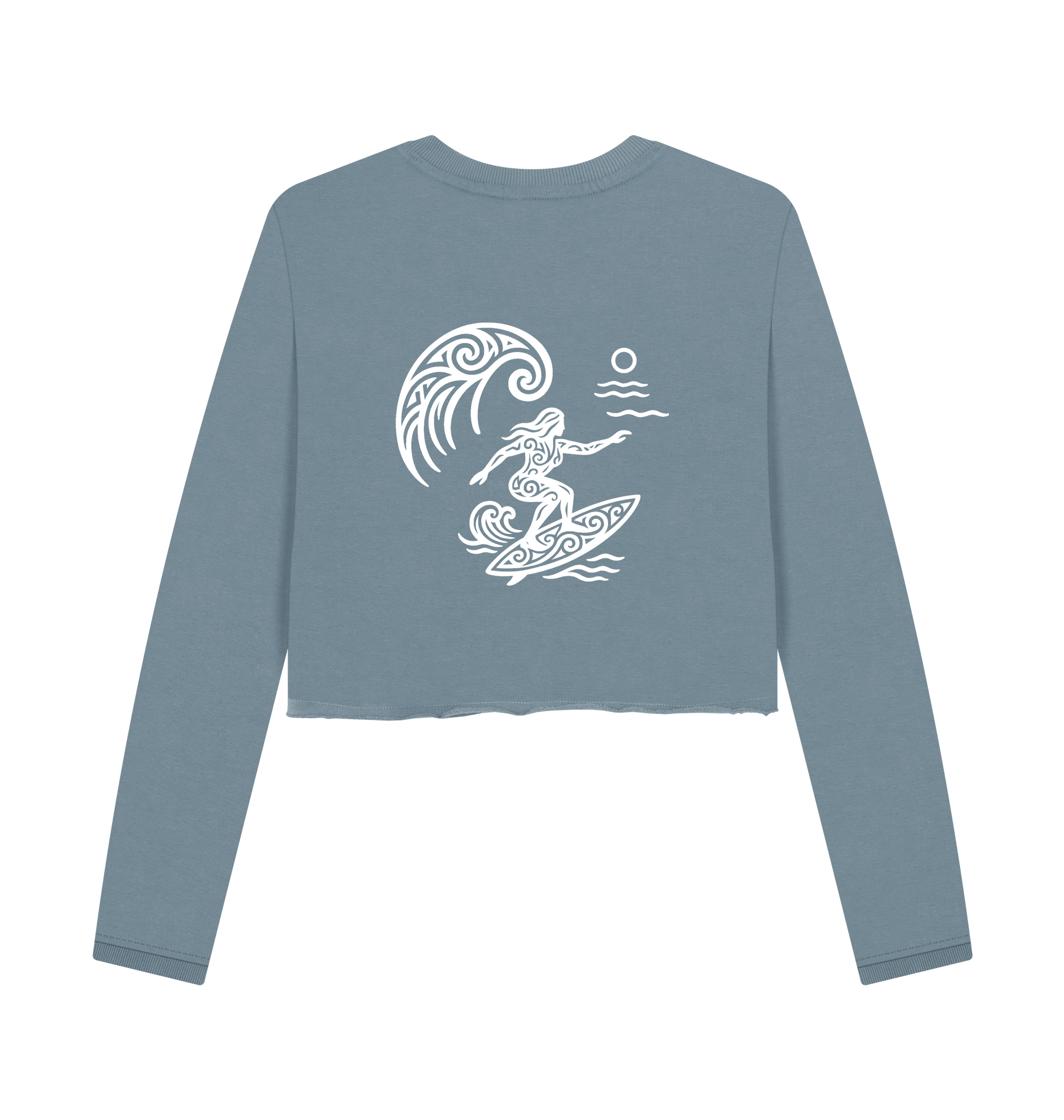 Stone Blue Printed Boxy Jumpers Back