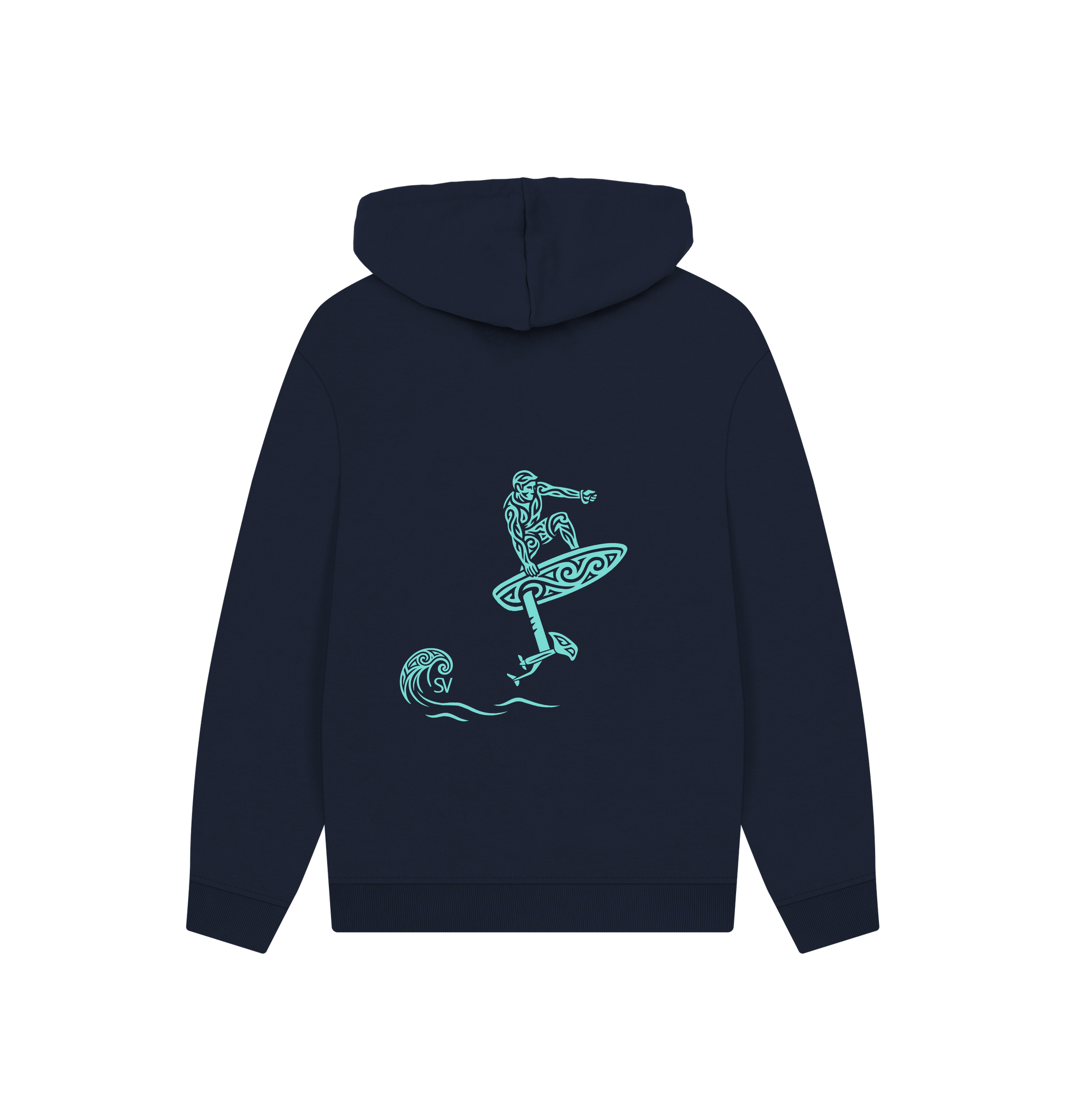 Navy Printed Hoody Back
