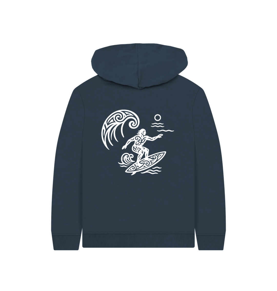 Navy Blue Printed Kids Hoodie Back