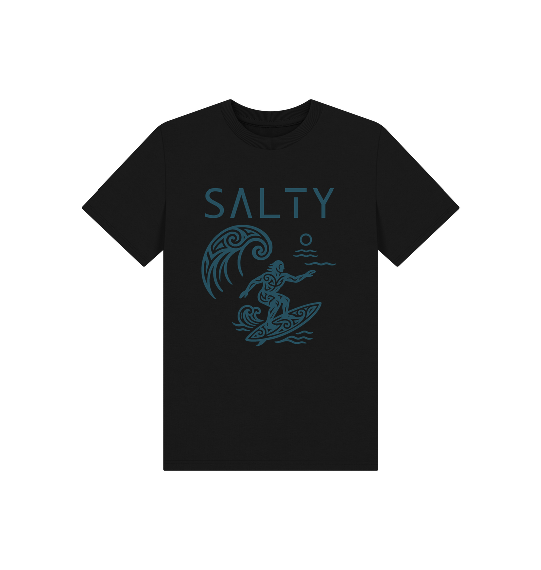 Black Printed Kids T-Shirt Front