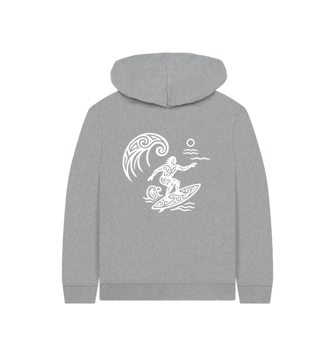 Athletic Grey Printed Kids Hoodie Back