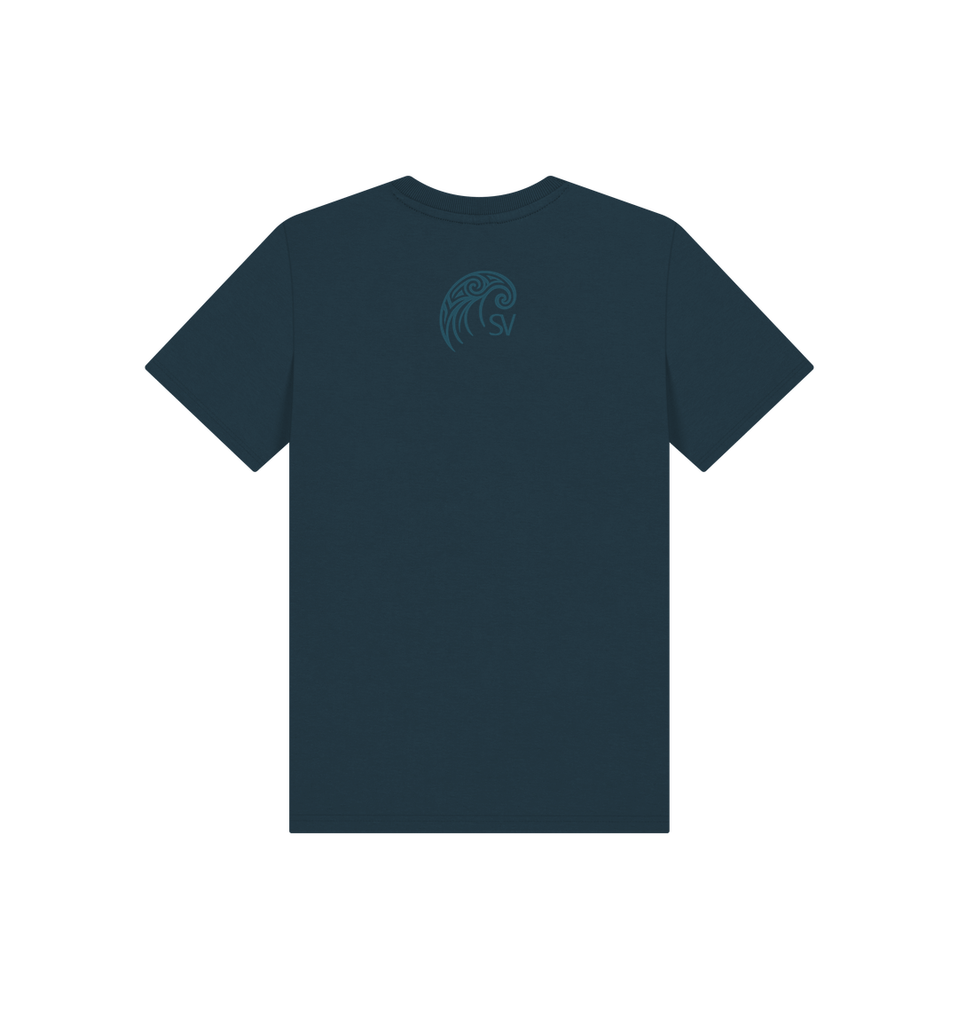 Denim Blue Printed Kids T-Shirt Back
