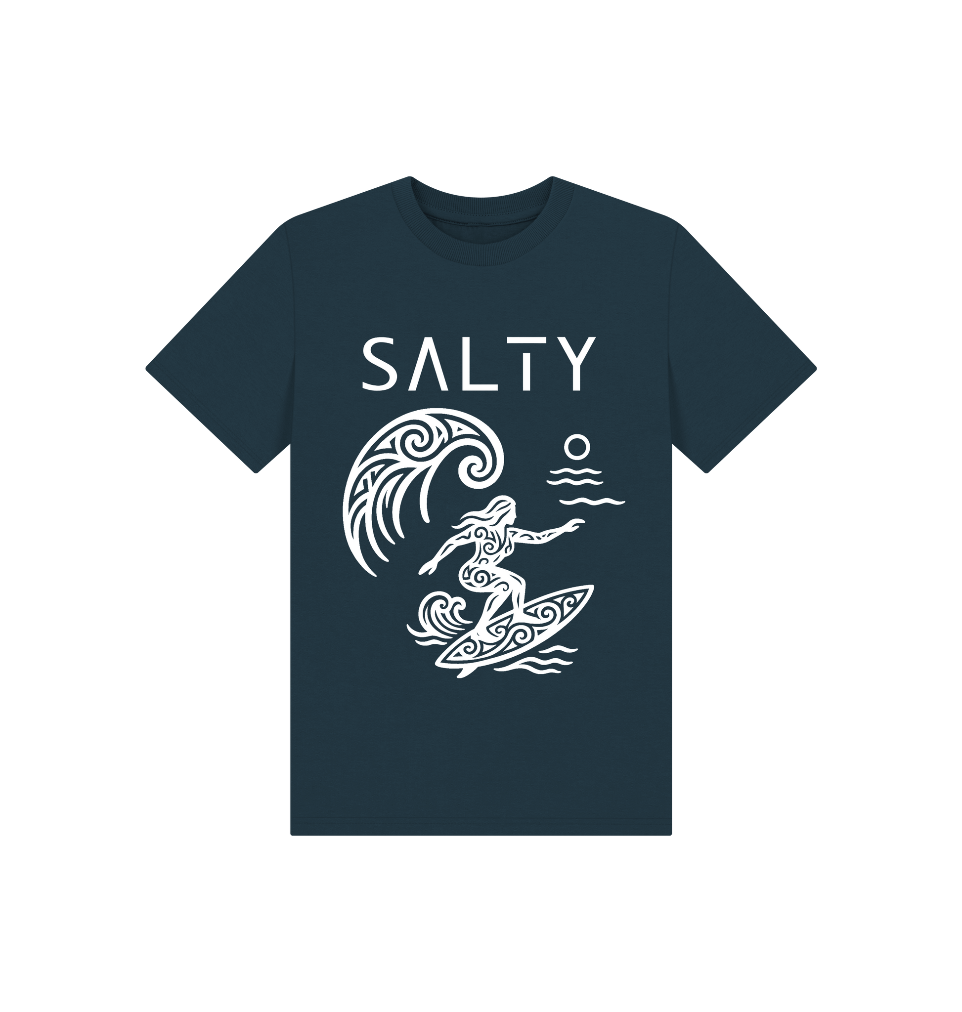 Denim Blue Printed Kids T-Shirt Front