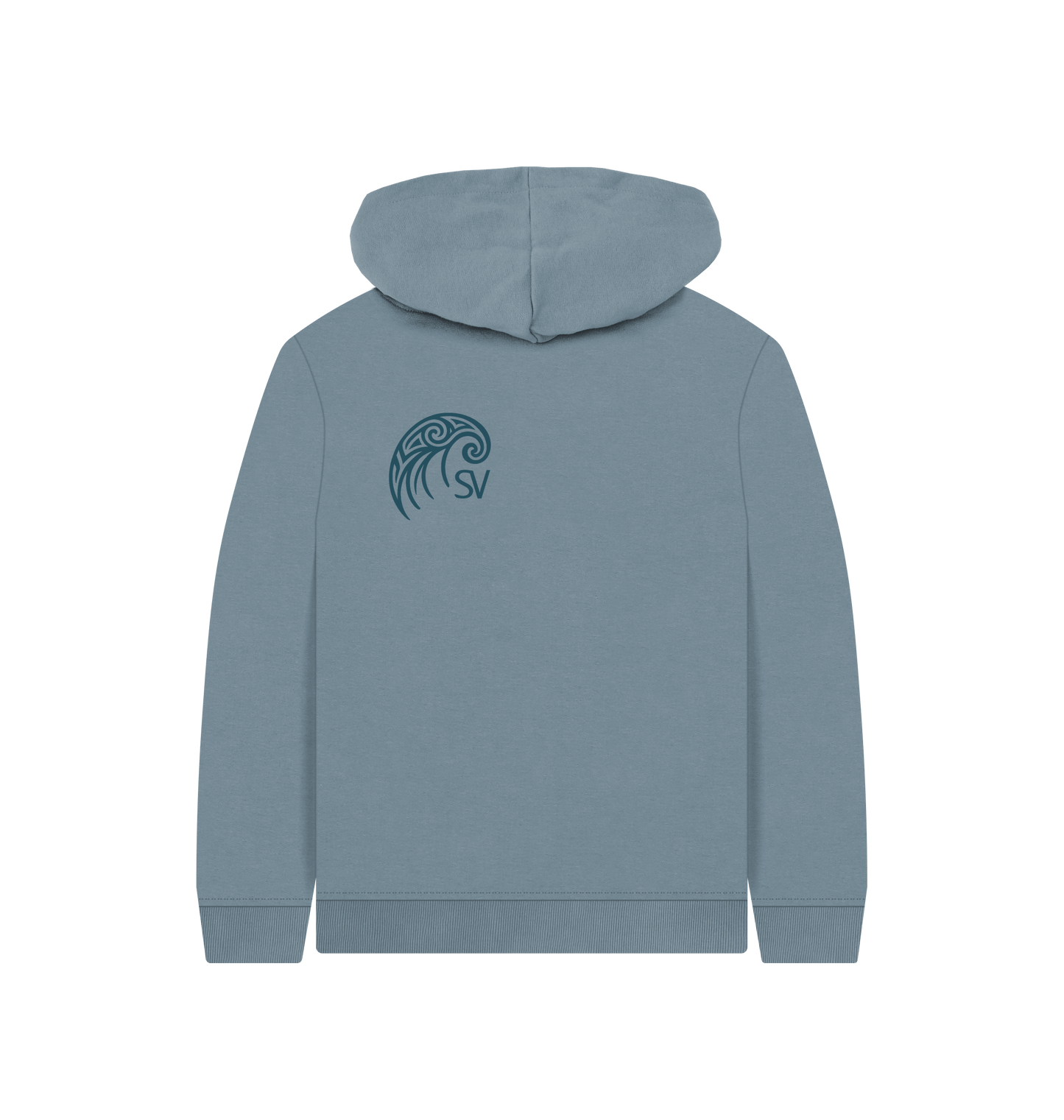 Stone Blue Printed Kids Hoodie Back