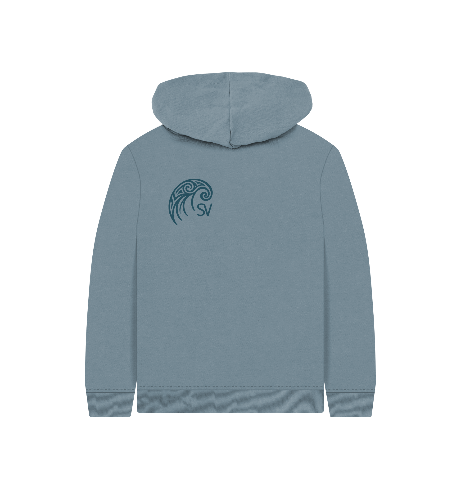 Stone Blue Printed Kids Hoodie Back