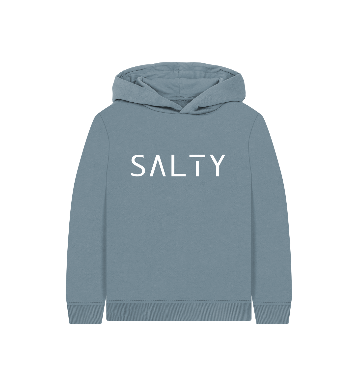 Stone Blue Printed Kids Hoodie Front