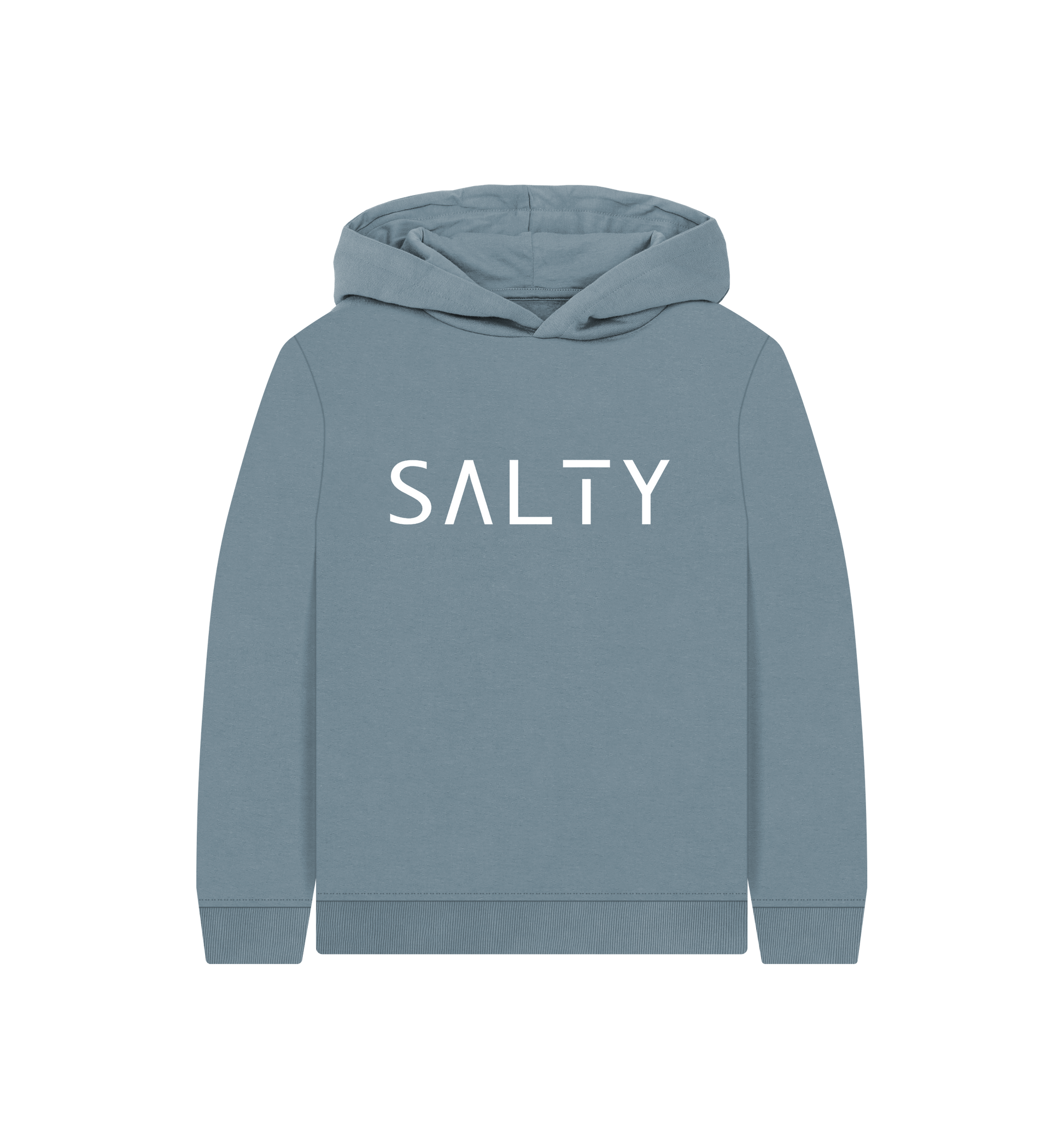 Stone Blue Printed Kids Hoodie Front