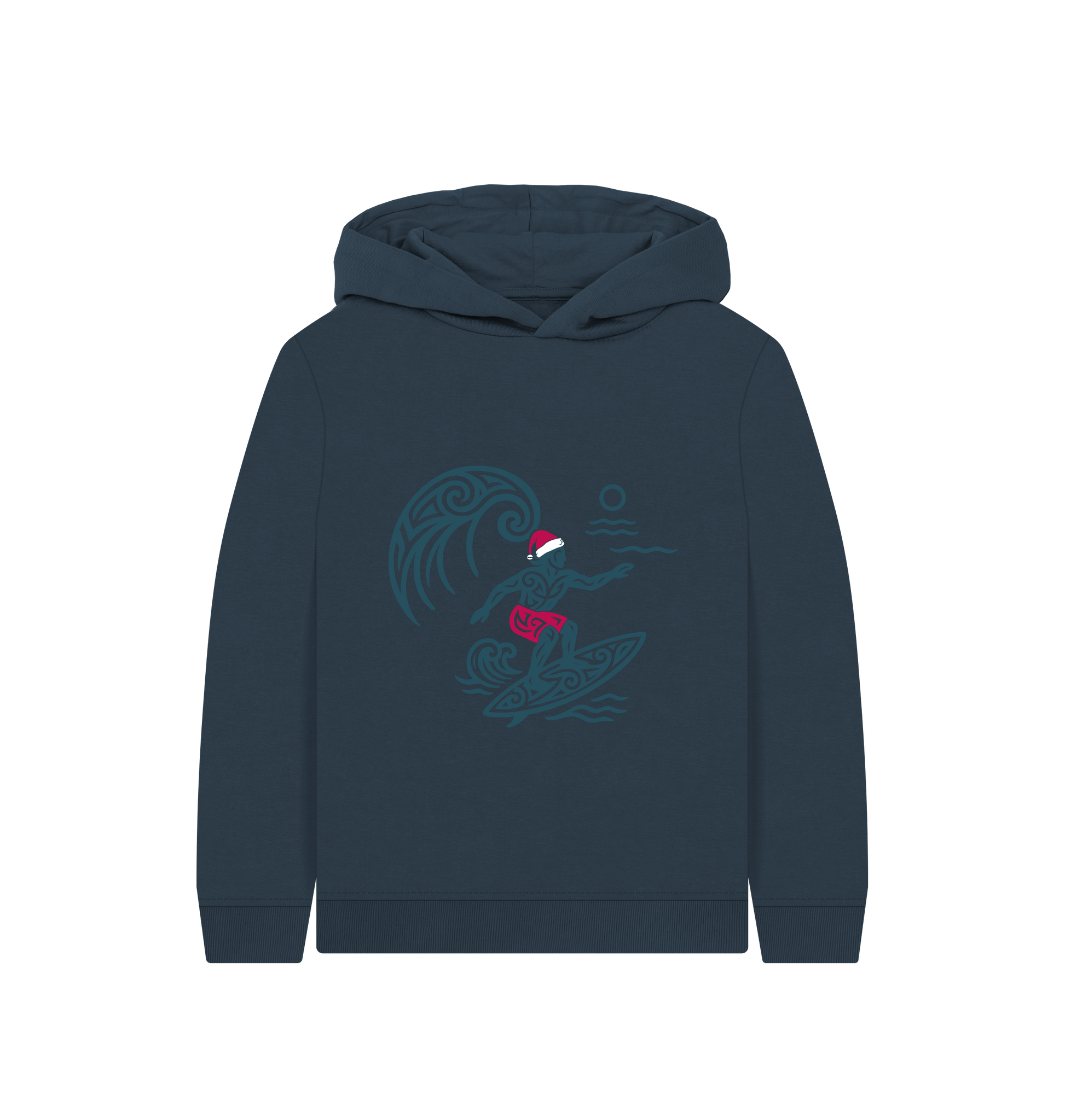 Navy Blue Printed Kids Hoodie Front