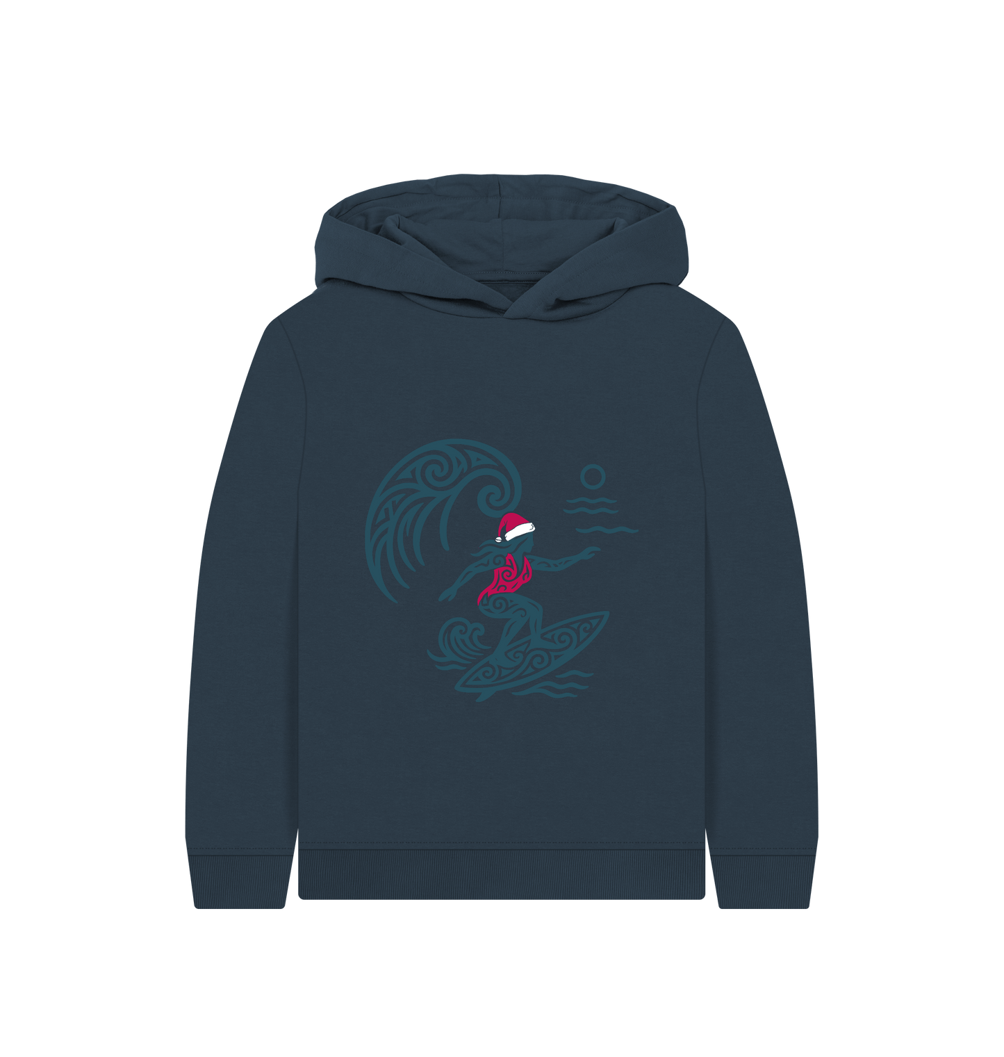 Navy Blue Printed Kids Hoodie Front