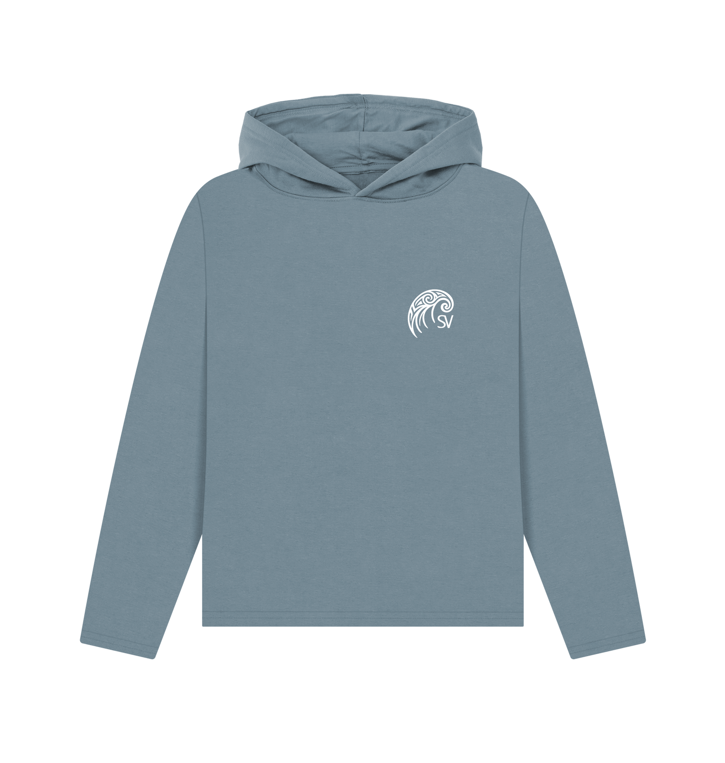 Stone Blue Printed Hoody Front