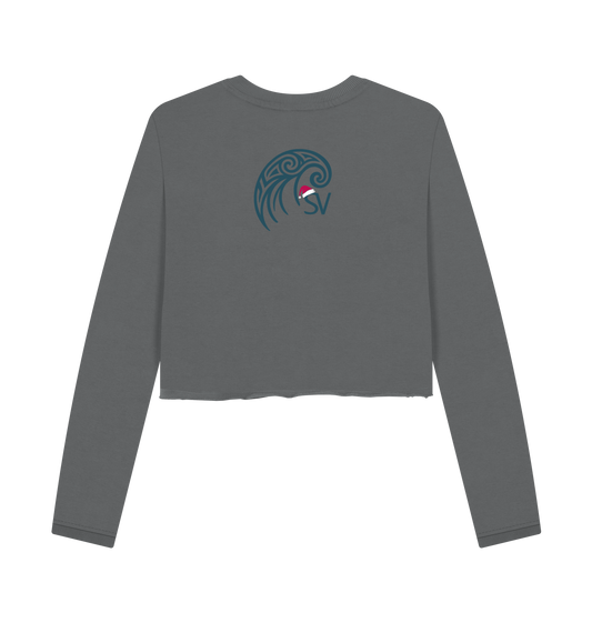 Slate Grey Printed Boxy Jumpers Back