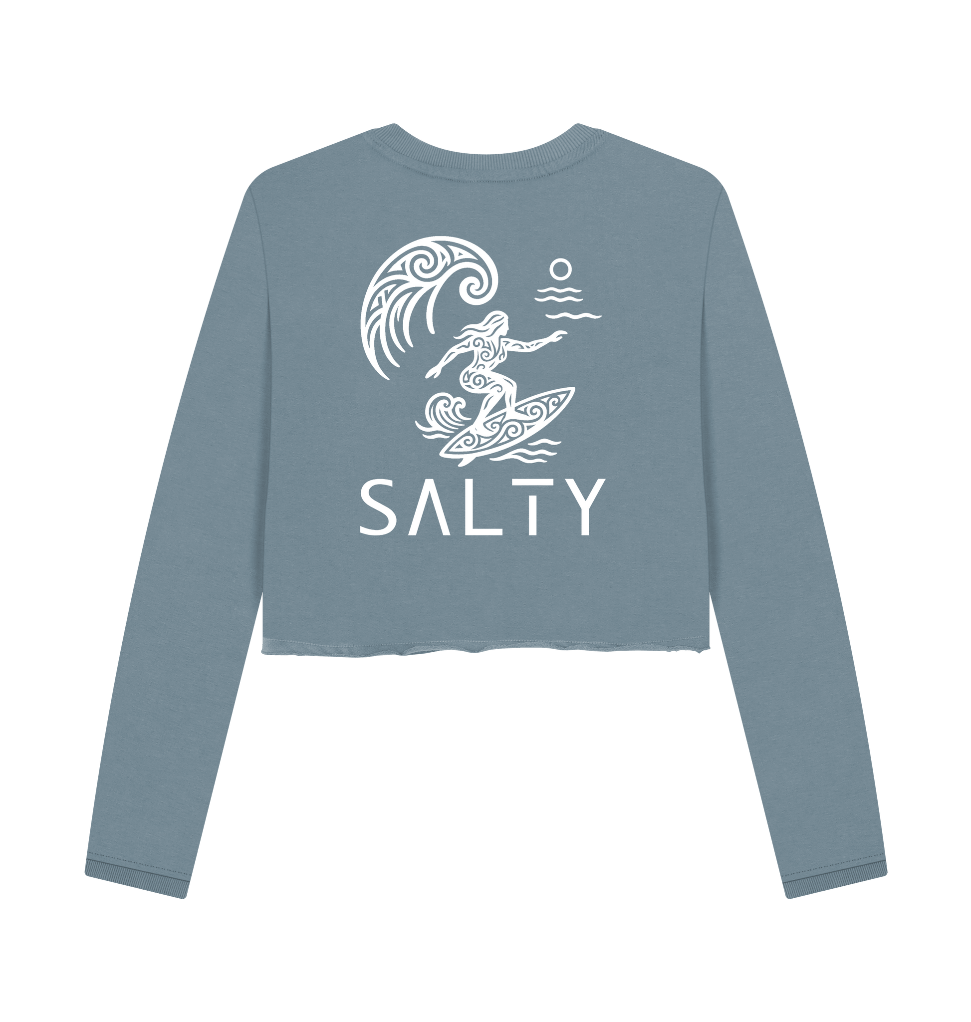 Stone Blue Printed Boxy Jumpers Back