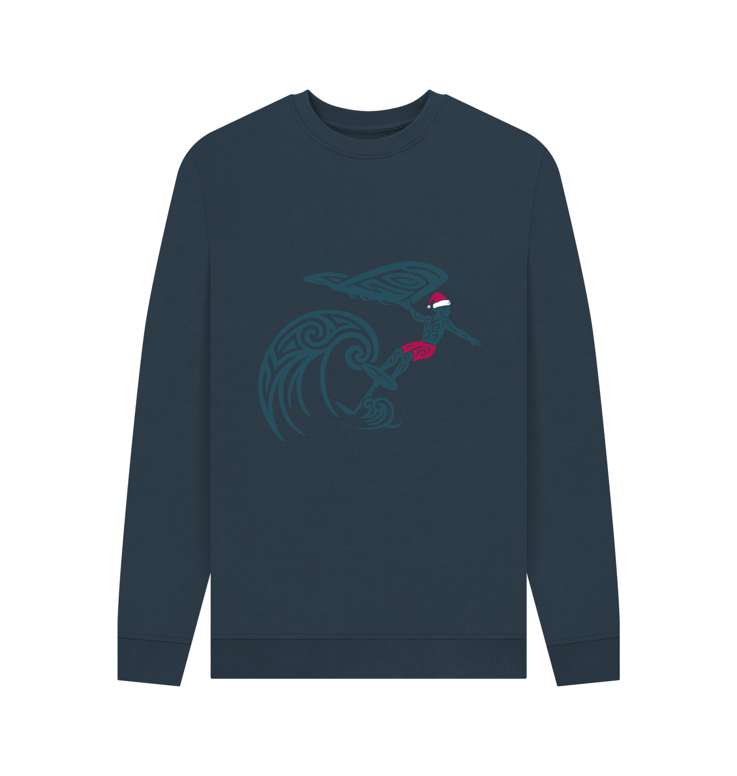 Navy Blue Printed Sweater Front