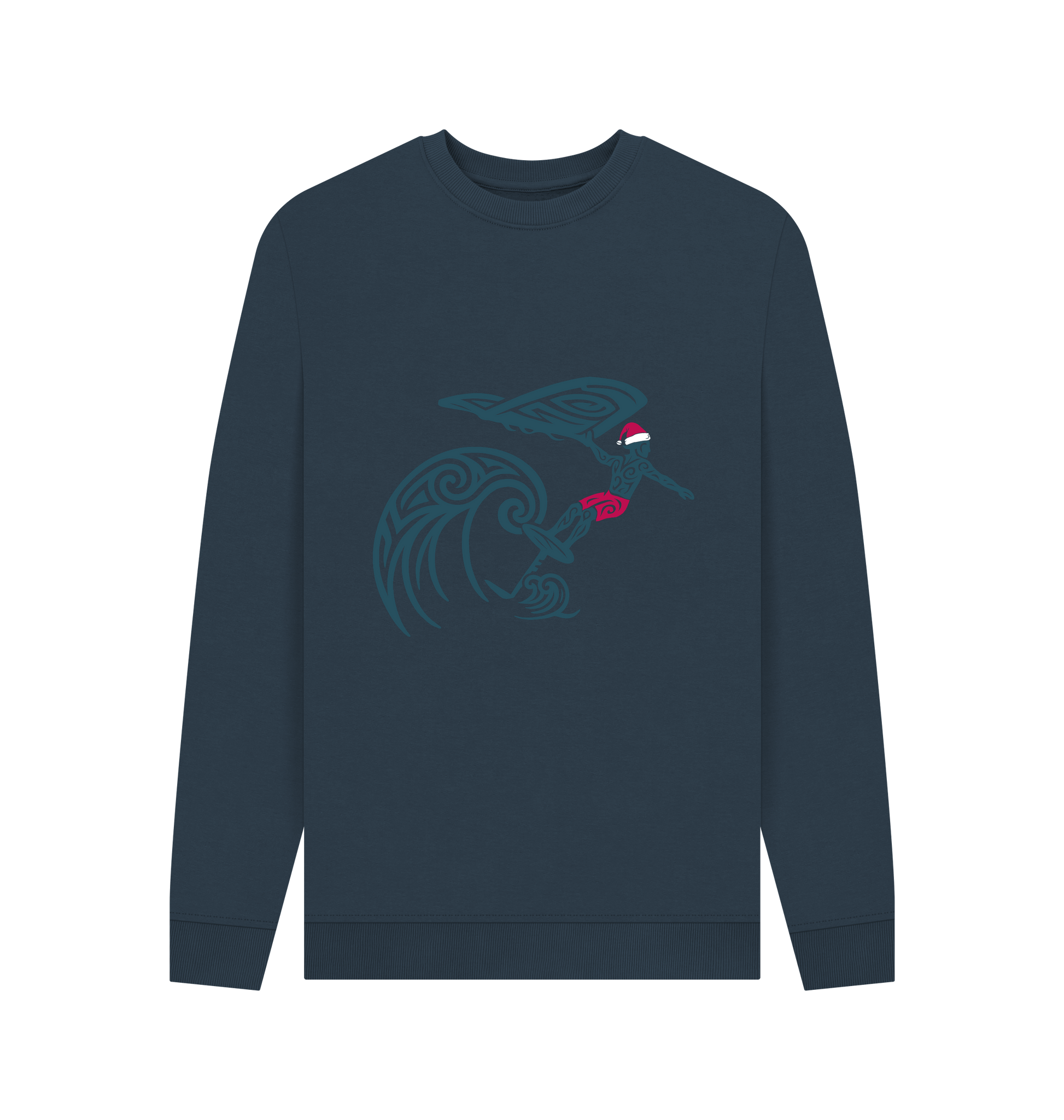 Navy Blue Printed Sweater Front