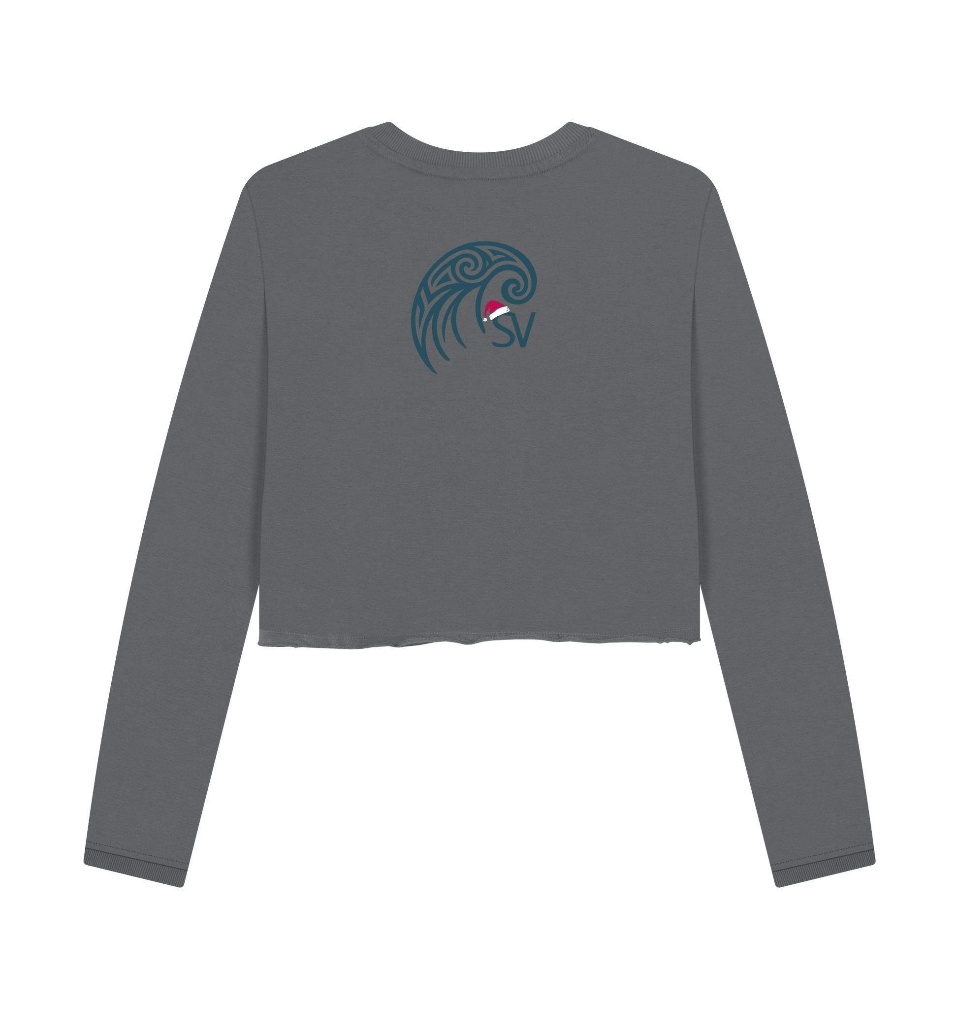 Slate Grey Printed Boxy Jumpers Back