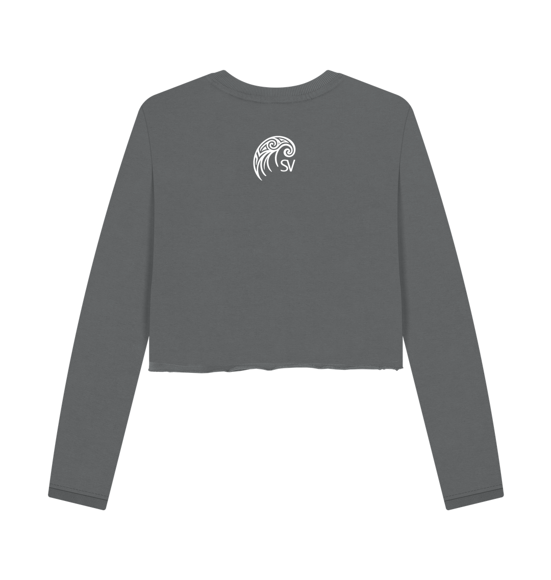 Slate Grey Printed Boxy Jumpers Back