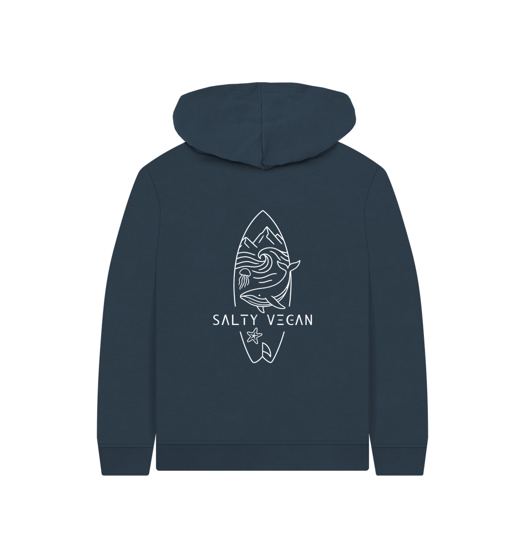Navy Blue Printed Kids Hoodie Back