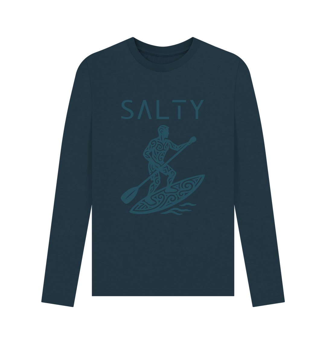 Denim Blue Printed Long Sleeve T Shirt Front